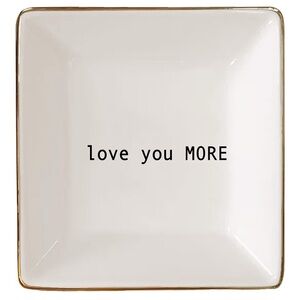 Love You More - White & Gold Trinket & Jewelry Dish